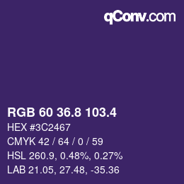 カラーコード: RGB 60 36.8 103.4 | qconv.com