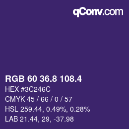 カラーコード: RGB 60 36.8 108.4 | qconv.com