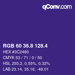 カラーコード: RGB 60 36.8 128.4 | qconv.com