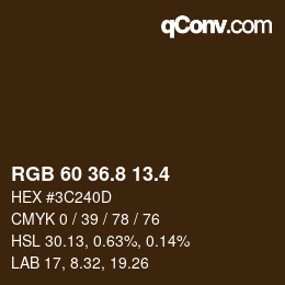 カラーコード: RGB 60 36.8 13.4 | qconv.com