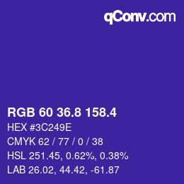 カラーコード: RGB 60 36.8 158.4 | qconv.com