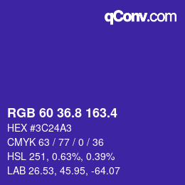 カラーコード: RGB 60 36.8 163.4 | qconv.com