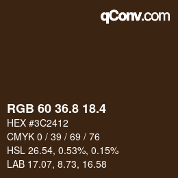 カラーコード: RGB 60 36.8 18.4 | qconv.com