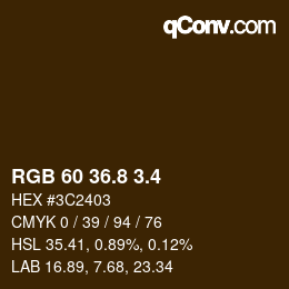 カラーコード: RGB 60 36.8 3.4 | qconv.com