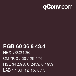 カラーコード: RGB 60 36.8 43.4 | qconv.com