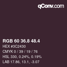 カラーコード: RGB 60 36.8 48.4 | qconv.com