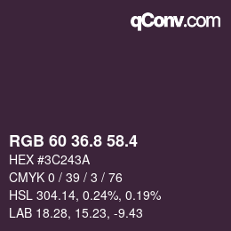 カラーコード: RGB 60 36.8 58.4 | qconv.com