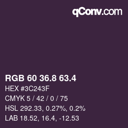 カラーコード: RGB 60 36.8 63.4 | qconv.com