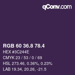 カラーコード: RGB 60 36.8 78.4 | qconv.com