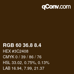 カラーコード: RGB 60 36.8 8.4 | qconv.com