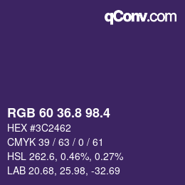 カラーコード: RGB 60 36.8 98.4 | qconv.com