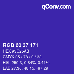 カラーコード: RGB 60 37 171 | qconv.com