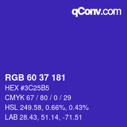 Color code: RGB 60 37 181 | qconv.com