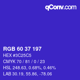 カラーコード: RGB 60 37 197 | qconv.com