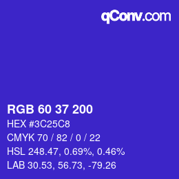 カラーコード: RGB 60 37 200 | qconv.com