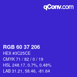 カラーコード: RGB 60 37 206 | qconv.com