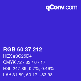 Color code: RGB 60 37 212 | qconv.com