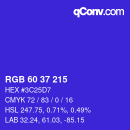 カラーコード: RGB 60 37 215 | qconv.com