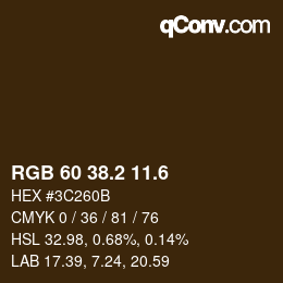 カラーコード: RGB 60 38.2 11.6 | qconv.com