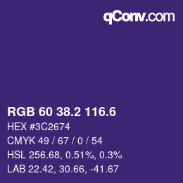 カラーコード: RGB 60 38.2 116.6 | qconv.com