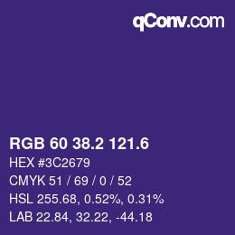 カラーコード: RGB 60 38.2 121.6 | qconv.com