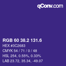 カラーコード: RGB 60 38.2 131.6 | qconv.com