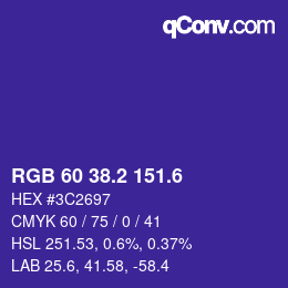 カラーコード: RGB 60 38.2 151.6 | qconv.com