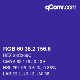 カラーコード: RGB 60 38.2 156.6 | qconv.com