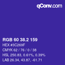 カラーコード: RGB 60 38.2 159 | qconv.com