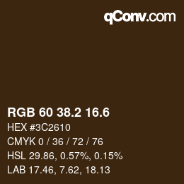 カラーコード: RGB 60 38.2 16.6 | qconv.com