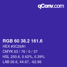 カラーコード: RGB 60 38.2 161.6 | qconv.com