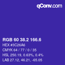 カラーコード: RGB 60 38.2 166.6 | qconv.com