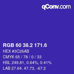 カラーコード: RGB 60 38.2 171.6 | qconv.com