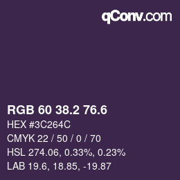 カラーコード: RGB 60 38.2 76.6 | qconv.com