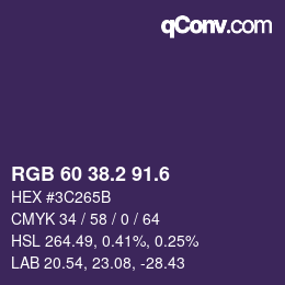 カラーコード: RGB 60 38.2 91.6 | qconv.com