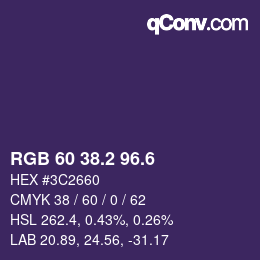 カラーコード: RGB 60 38.2 96.6 | qconv.com