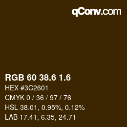 カラーコード: RGB 60 38.6 1.6 | qconv.com