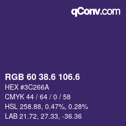 カラーコード: RGB 60 38.6 106.6 | qconv.com
