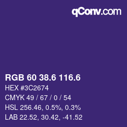 カラーコード: RGB 60 38.6 116.6 | qconv.com