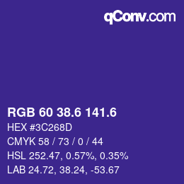カラーコード: RGB 60 38.6 141.6 | qconv.com