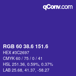 カラーコード: RGB 60 38.6 151.6 | qconv.com