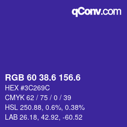 カラーコード: RGB 60 38.6 156.6 | qconv.com