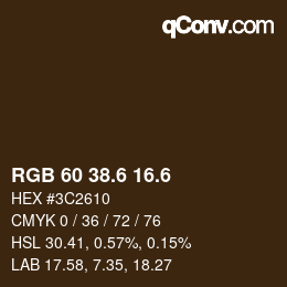 カラーコード: RGB 60 38.6 16.6 | qconv.com