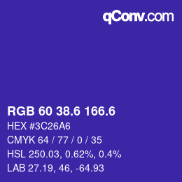 カラーコード: RGB 60 38.6 166.6 | qconv.com