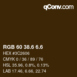 カラーコード: RGB 60 38.6 6.6 | qconv.com