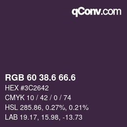 カラーコード: RGB 60 38.6 66.6 | qconv.com
