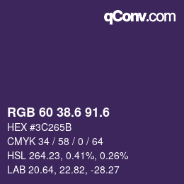 カラーコード: RGB 60 38.6 91.6 | qconv.com