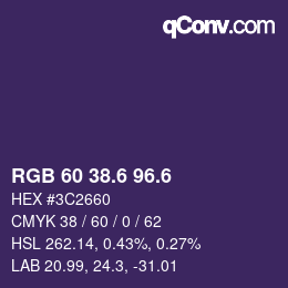 カラーコード: RGB 60 38.6 96.6 | qconv.com