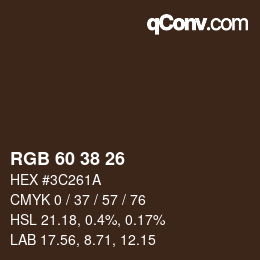 カラーコード: RGB 60 38 26 | qconv.com