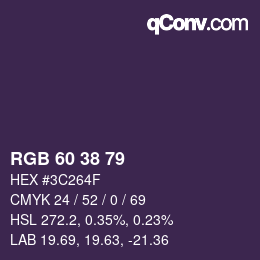 カラーコード: RGB 60 38 79 | qconv.com